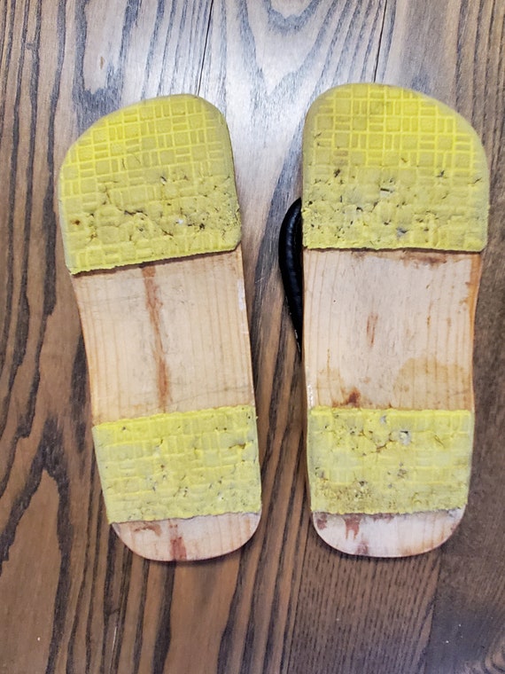 VTG Pair Japanese Wooden Clogs, GETA Sandals, Gei… - image 5