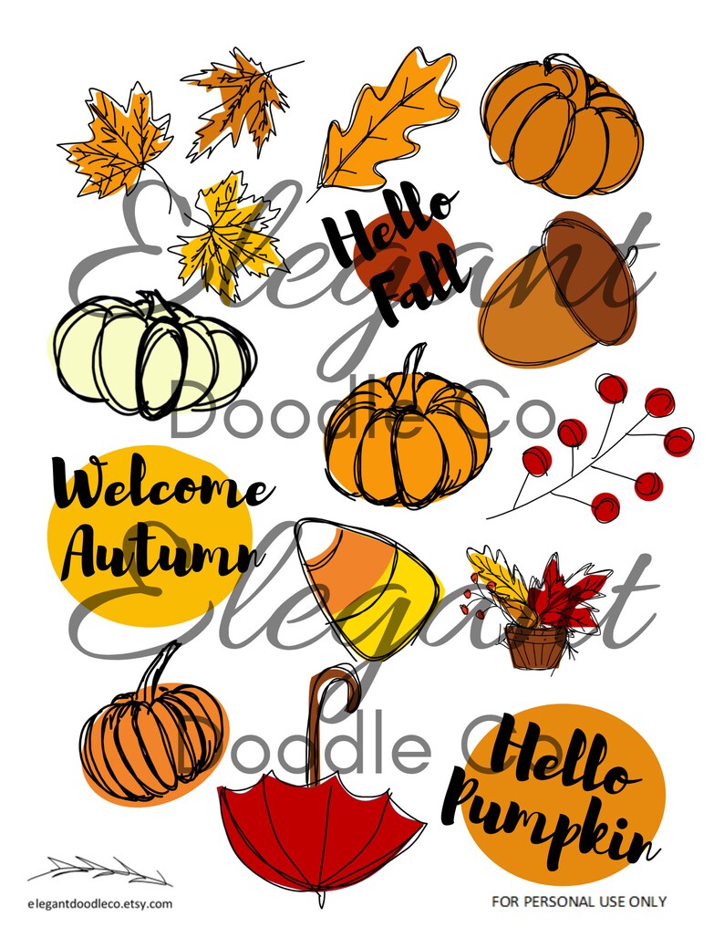 Fall Printable Stickers Cute Autumn Stickers Seasonal Fall | Etsy