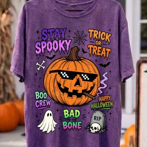 Cool Pumpkin PNG | Retro Halloween PNG | Thug Glasses PNG Sublimation Spooky Vibes Design