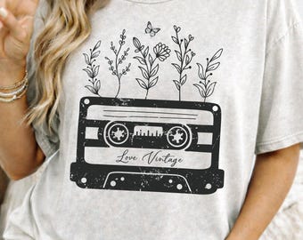 Wildflower Cassette Tape PNG, Retro Music Sublimation (Digital Download)