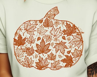 Pumpkin Leaves Fall Svg, Halloween Svg, Thanksgiving Svg, Fall svg, fall pumpkin Svg, Botanical Autumn Pumpkin Svg, Girly Autumn Svg Png