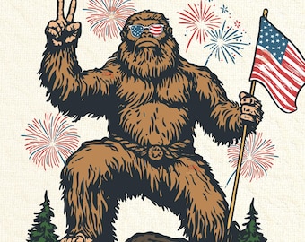 4th of july Bigfoot Png, Patriotic USA Flag Png, 4th of July Png, Independence Day png, America png, American Bigfoot For T shirt Design