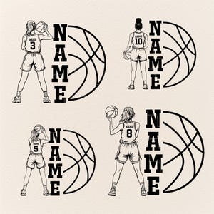 Nom de basket-ball Svg Png, fille de basket-ball Svg, svg de basket-ball, des cliparts pour Cricut, svg senior de maman de basket-ball, svg de l'équipe de basket-ball pour chemise