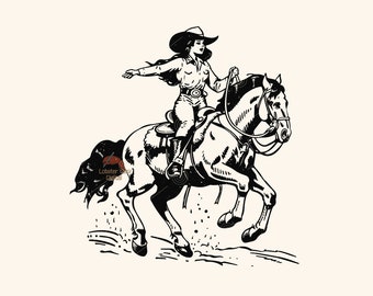 Retro Rodeo Cowgirl SVG PNG, Retro Cowgirl Svg, Vintage Cowgirl  Vector, Retro Cowboy Sublimation, Retro Cowboy Clipart, Trendy western svg