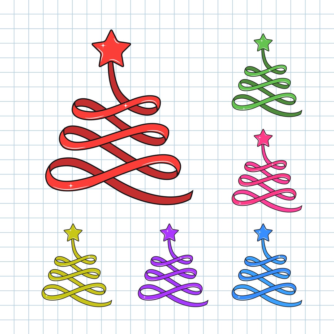 6 Design Ribbon Christmas Tree Svg Bundle Svg File for Etsy Australia