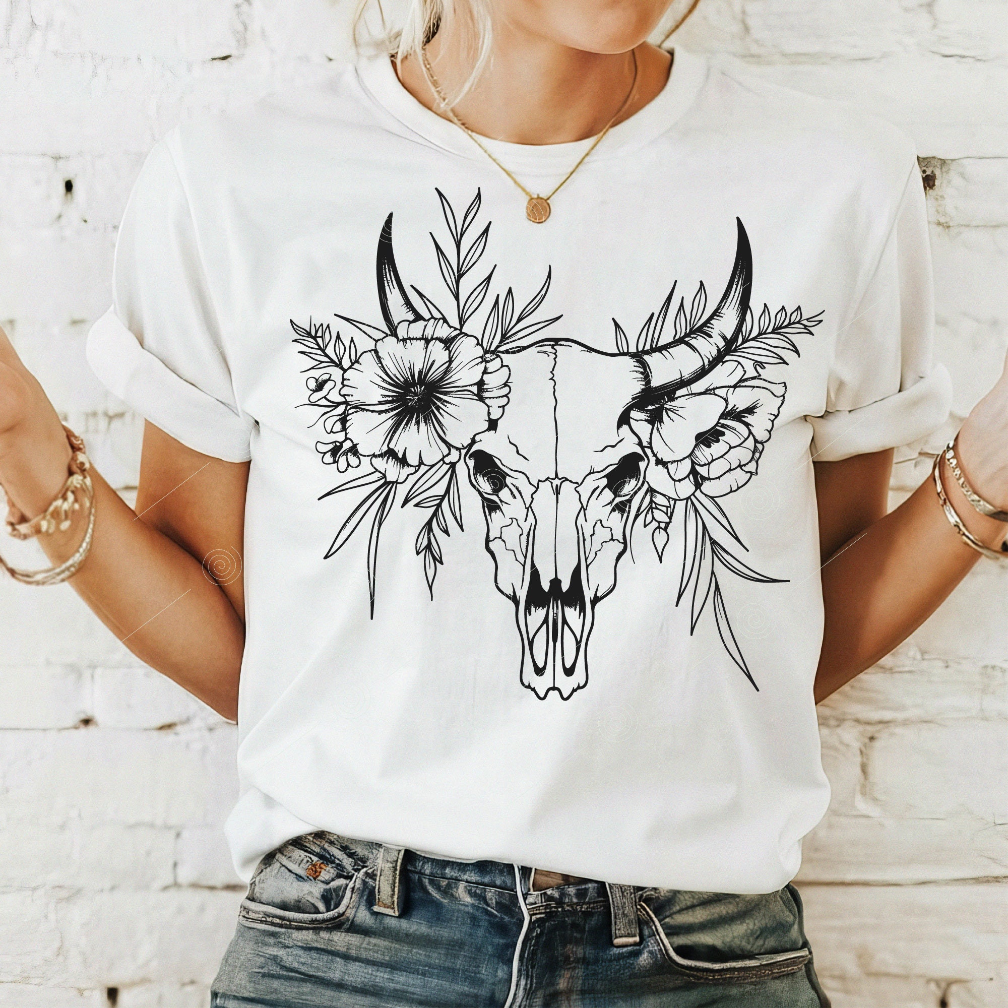 Skull Flower Shirt - Etsy