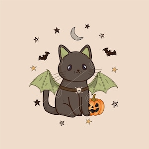 Chat Noir D'halloween Png, Joli Chat Noir, Sublimations D'halloween, Téléchargements De Modèles, Tendance Halloween Png, Conception De Chemise, Sublimation À Télécharger