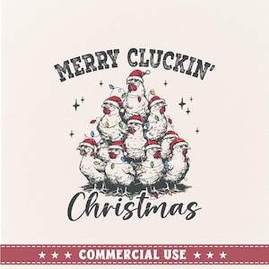 Feliz Natal Cluckin', Fazenda de Natal Png, Engraçado Moda Feliz Natal Galinhas Png Camiseta, Luz de Natal Png, Feliz Natal Png