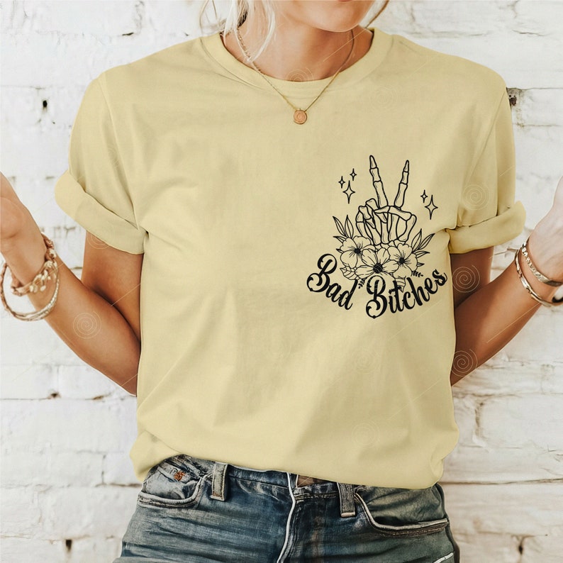 Bad Bitches Have Bad Days Too SVG PNG, Funny skeleton svg, Sarcastic Funny svg, Snarky Adult humor, Skeleton Svg, Back and front svg image 7