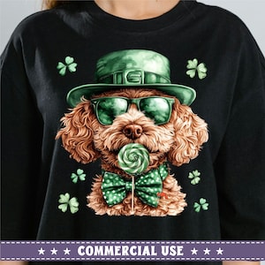 Goldendoodle Coquette PNG, St Patrick's Day PNG, Doodle Mom Kokette PNG, Goldendoodle Sublimationsdesign, Grüner Hund Kokette Schleife