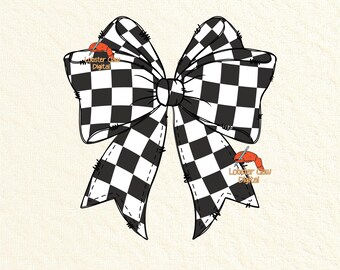 Checkered doodle coquette bow png, Checkered coquette png, checkered bow png, doodle bow png, Checkered bow png, Trendy svg, Commercial Use