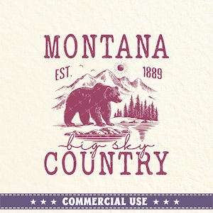 Montana Grizzly Bear SVG PNG, Montana Big Sky Country Svg, Montana Black Bear Svg, Montana svg, Trendy Montana svg, commercieel gebruik