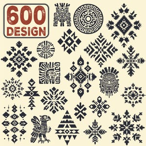 Lot de 600 Svg aztèques, Svg éléments sud-ouest, Svg motif tribal, motif aztèque Svg, éléments aztèques Svg, Svg occidental, fichier de coupe Tribal