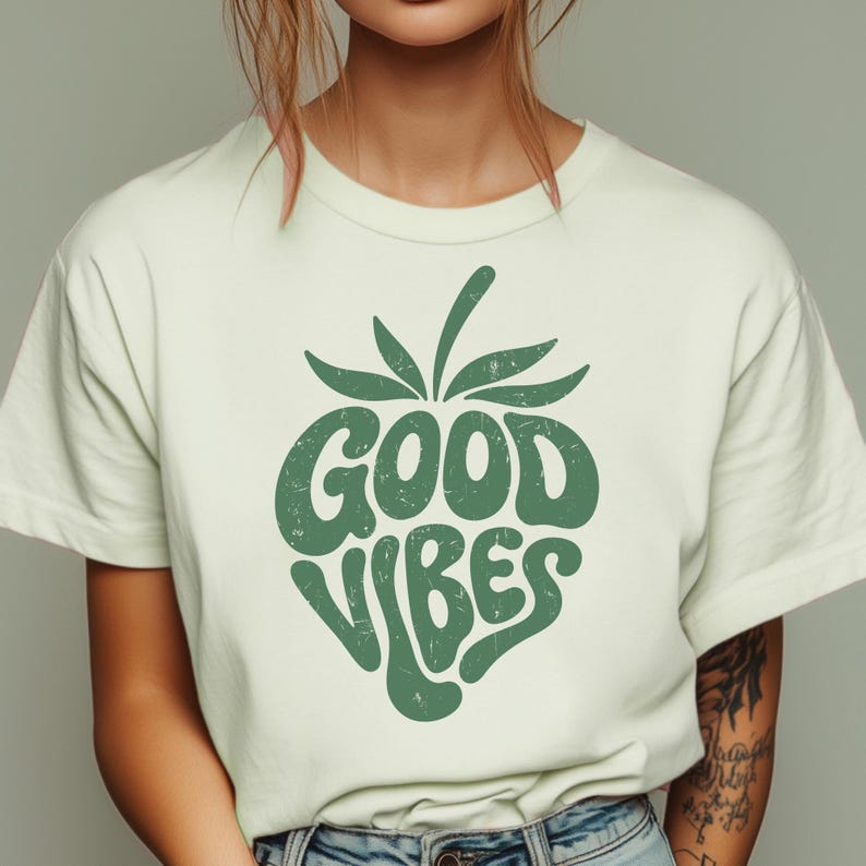 Strawberry Good Vibes PNG, Retro Summer Fruit Design, Groovy Strawberry Sub, Aesthetic Fruit Shirt image 11