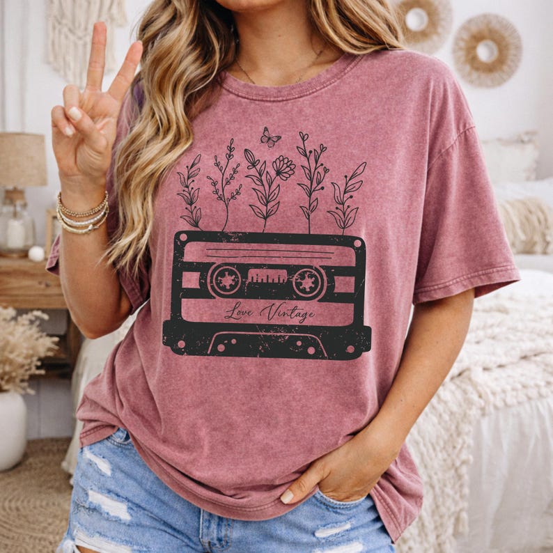 Wildflower Cassette Tape PNG, Retro Music Sublimation (Digital Download) image 2