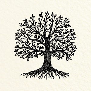 Árbol SVG, PNG, DXF, Árbol con raíces SVG, Silueta de árbol, Árbol de la vida SVG, Árbol genealógico SVG, Archivo de corte para Cricut, Descarga digital, SVG de moda