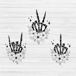 Skeleton Handen Svg Png Dxf Pdf, Skull Hands Svg, skelet rock hand, Skeleton Peace Svg, middelvinger skelet hand Svg, Skeleton Svg png