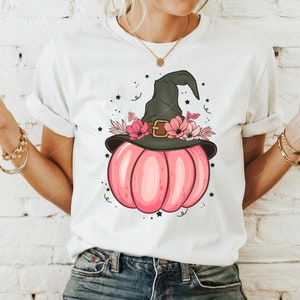 Halloween Pink Pumpkin Witch Hat Png, Halloween PNG, Spooky Witch Hat, Autumn sublimation, Fall PNG, Pumpkins, leaves PNG, Watercolor Png
