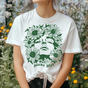 Garota planta SVG PNG, Mulher floral SVG, Garota florista SVG, Mulher com cabeça de flor SVG, Arquivos de corte Cricut Silhueta de corte vetorial digital