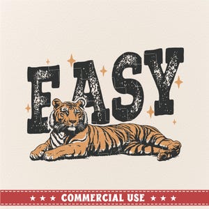 Easy Tiger Png, Retro Tiger Png, Retro Tiger Design, Modna Koszulka Tiger Png Projekt Sublimacji, Modny Tygrys, Projekt Sublimacji