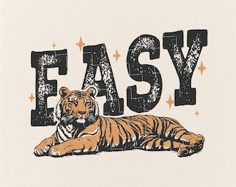 Tigre fácil PNG, Tigre retro PNG, Diseño de tigre retro, Diseño de sublimación de camiseta de tigre de moda PNG, Tigre de moda, Diseño de sublimación