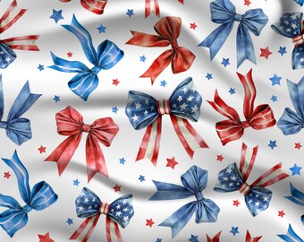 Red White & Blue Bows Seamless Pattern PNG JPEG, USA bow Patterns Png, 4th of July Sublimation, Patriotic Ribbons Repeat Patten