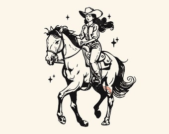 Retro Cowgirl SVG PNG, Retro Cowgirl Svg, Vintage Cowgirl Vector, Retro Cowboy Sublimation, Retro Cowboy Clipart, Trendy western svg
