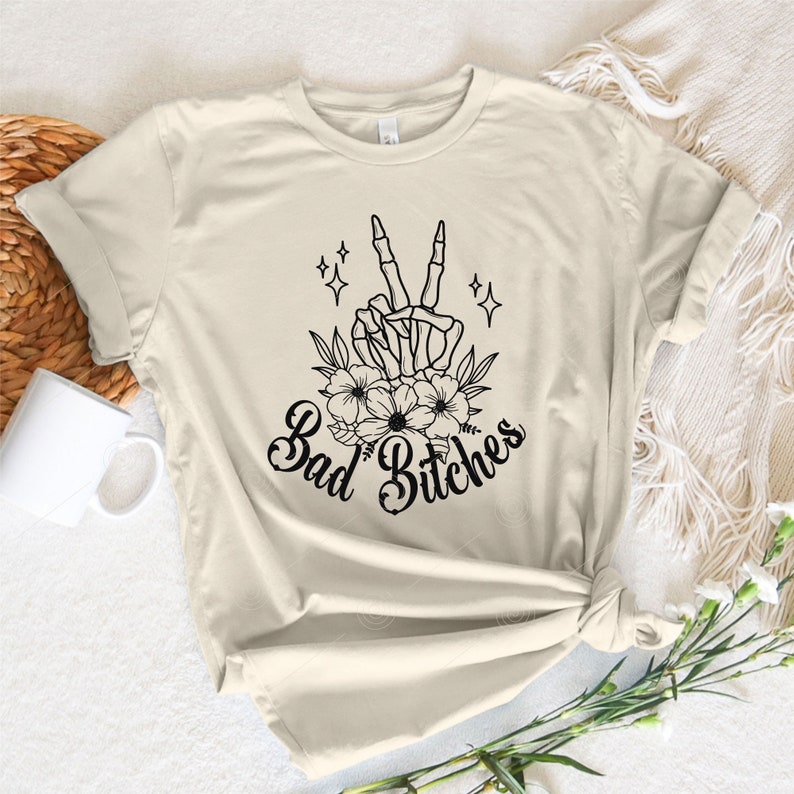 Bad Bitches Have Bad Days Too SVG PNG, Funny skeleton svg, Sarcastic Funny svg, Snarky Adult humor, Skeleton Svg, Back and front svg image 3