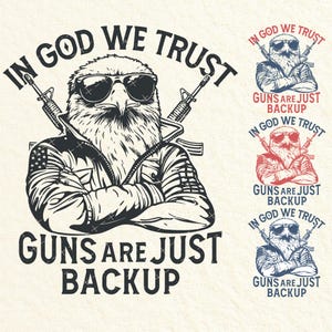 In God We Trust Svg Png, patriottische Svg, onafhankelijkheid Svg, Amerikaanse Svg, Eagle USA vlag Svg, USA Guns Svg, patriottische svg png Design