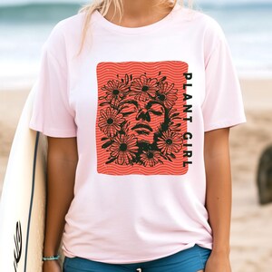 Menina planta PNG, Mulher floral PNG, Menina flor PNG, Mulher com cabeça de flor PNG, sublimação de rosto de mulher com flores, design PNG moderno