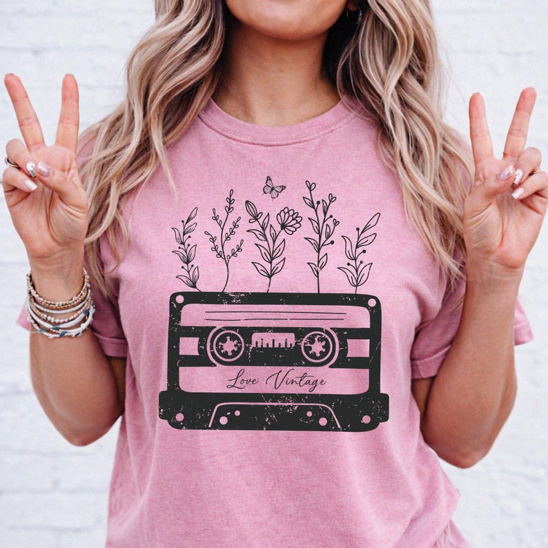 Wildflower Cassette Tape PNG, Retro Music Sublimation (Digital Download) image 5