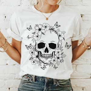 Schmetterling Schädel svg, Floral Schädel Png, Schädel Vektor, Schädel Blume svg Vektor-Silhouette, Sugar Skull svg-Datei, Schädelblume Schnittdatei