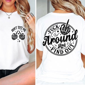 Fuck Around Ontdek SVG PNG, Fuck You Middelvinger Skeleton Hand Svg, Grappige SVG, Snarky Volwassen humor Skeleton hand, Sarcastische Retro Svg