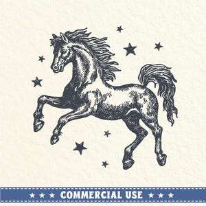 Chevaux rétro SVG PNG, cheval sauvage Svg, cheval et étoiles svg, cow-girl sur la conception de chemise western cheval, Style vintage PNG, usage Commercial