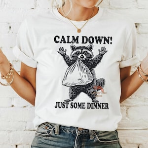 Cálmate, solo algo de cena SVG PNG, Mapache divertido svg, Mantente basura svg, Sarcástico Snarky svg, Tendencia svg, Diseño divertido de mapache