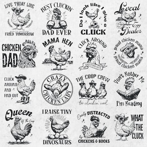 Huhn Bundle svg png, Lustiges Huhn Bundle 16 designs svg, Crazy Hühner bündeln svg, Hühnerillustrationen svg, Huhn Cliparts svg