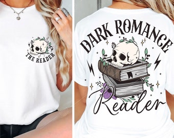 Dark Romance Reader PNG,  Book lover Png, Floral Skull Png, The Reader Png, Booktrovert Png, Skeleton reading Png sublimaton, Trendy Png