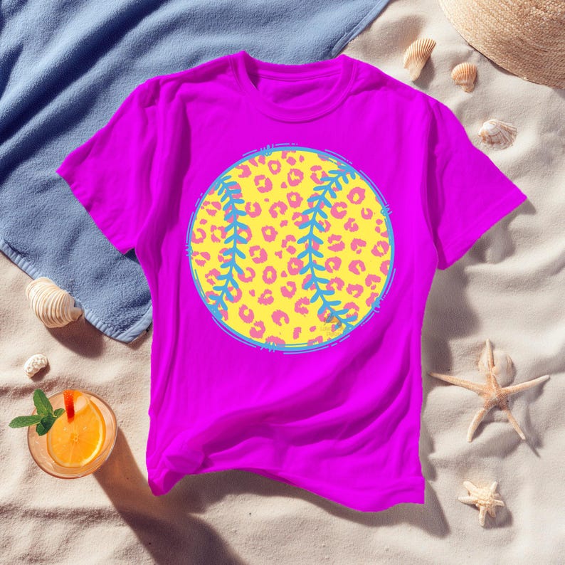 Summer Baseball PNG Bundle, Retro Beach Softball Designs, Leopard Print Ball Sublimation, Colorful Sports Mama PNG, Summer Vibes Ball Pack image 12