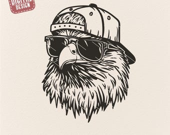Bald Eagle Mullet Trucker Hat SVG PNG, Eagle Svg Clipart, eagle sunglasses svg, eagle svg, Vintage eagle Svg Png, eagle svg, commercial use