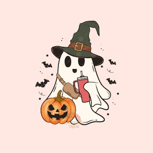 Süßer Geist Png, Halloween png, Hexenhut png, Kaffee png, Bougie png, Bougie Geist, hier für die Boos, Aufkleber png, Trending Halloween png