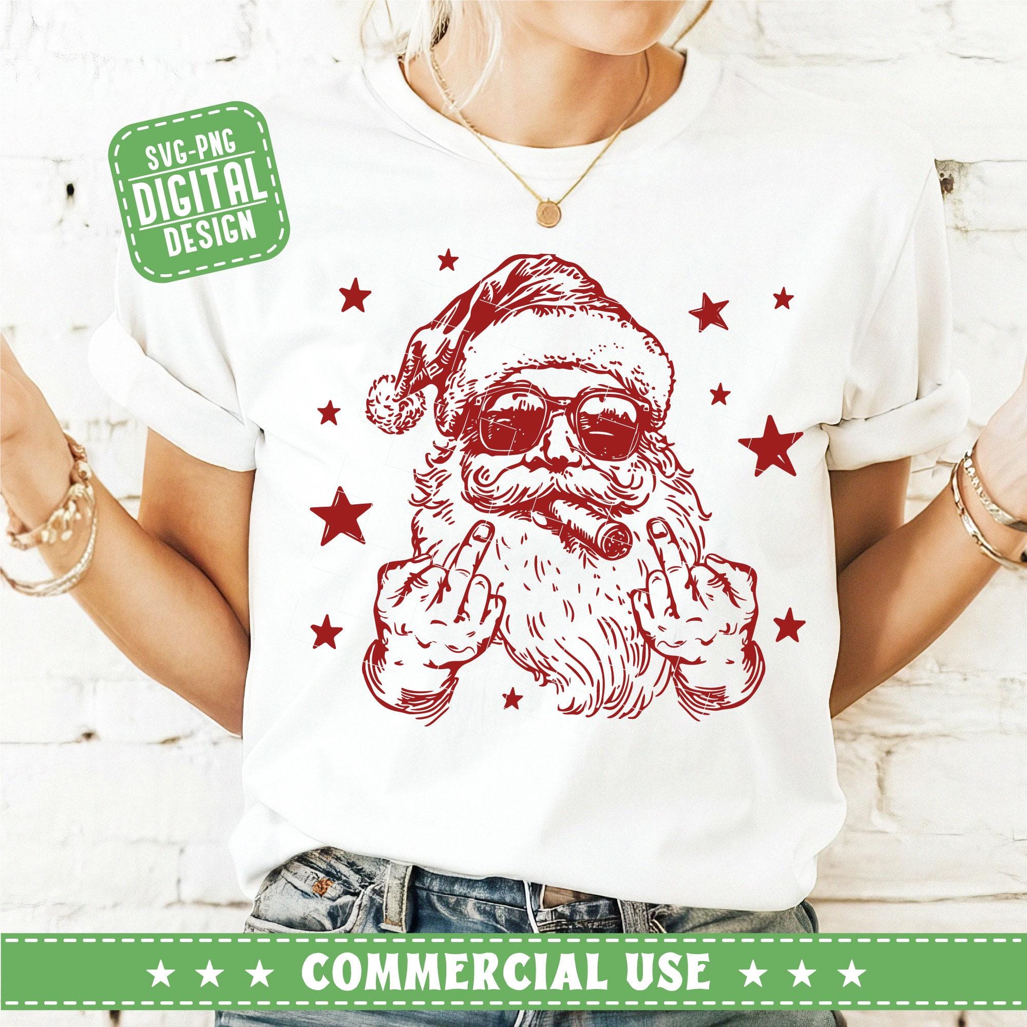 Santa Claus Middle Finger Svg Png design, Funny Santa Claus Svg, Merry Christmas Svg, Santa Smokes png, Retro Santa Claus, Santa glasses Svg