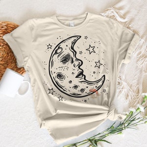 Moon face Svg, Moon Svg, Mystical Moon Svg, moon and crescent, moon Svg Cut File, Instant Download, Files For Cricut, moon phase, moon png