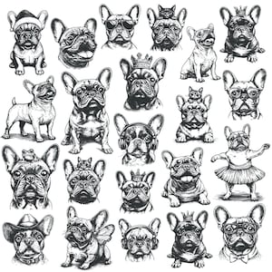 Französische Bulldogge Französische Bulldogge Clipart, französische Bulldogge Gläser svg, französische Bulldogge mit Krone svg, französische Bulldogge mit Frosch svg, Cowboy-Hut