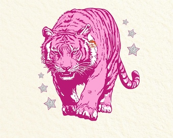 Rosa Tiger Png, Retro Tiger Png, Retro Tiger Design, trendiges Tiger-Shirt Png Sublimationsdesign, trendiger Tiger, Sublimationsdesign