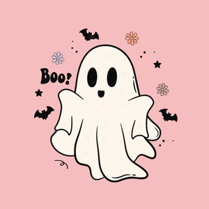 Halloween Cute Ghost Svg Png, Boo Svg, Halloween png, Halloween Svg, flowers Ghost svg, bougie png, bougie ghost, Trending halloween png