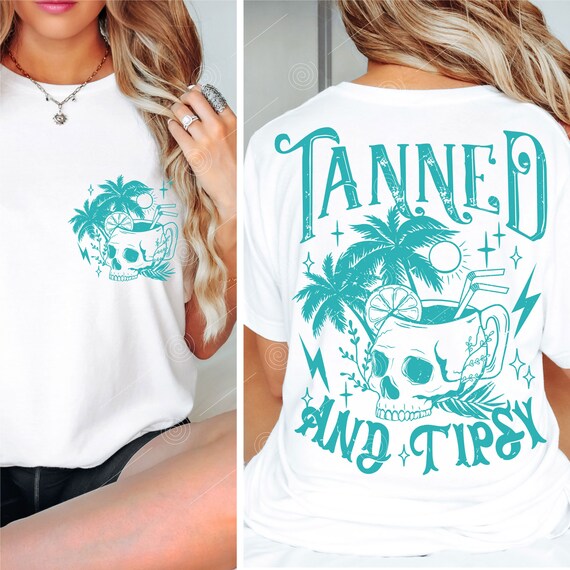 Tanned and Tipsy SVG PNG, Summer Quote Svg, Beach Party Svg, Summer vibe Svg, Beach vibes Vacation svg, Front and Back Svg, Trendy Svg