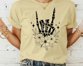 Skeleton Rock Hand SVG PNG PDF, Floral Skeleton Hands svg, Skeleton svg, Halloween Svg, Skeleton Hand, Cute Halloween svg, Halloween Shirt