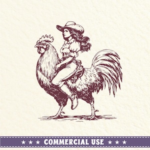Rodéo cow-girl équitation coq géant SVG PNG, Svg Western drôle, Svg drôle de cow-girl poulet, coq western svg, svg tendance, usage Commercial