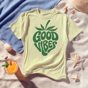 Strawberry Good Vibes PNG, Retro Summer Fruit Design, Groovy Strawberry Sub, Aesthetic Fruit Shirt image 9