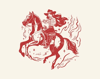 Retro Rodeo Cowgirl Clipart, Retro Cowgirl Svg, Vintage Cowgirl Vector, Retro Cowboy Sublimation, Retro Cowboy Clipart, Trendy western svg